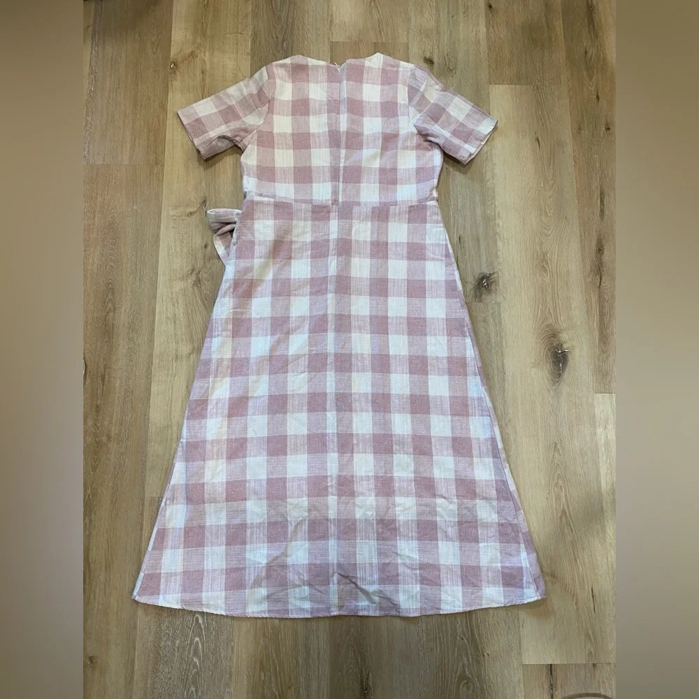 SweetSalt Faux Wrap Mauve Buffalo Plaid Dress Size S - Picture 2 of 13
